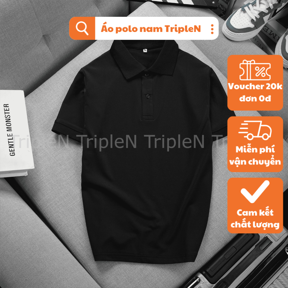 Áo polo nam trơn basic TripleN chất vải cá sấu thoáng mát, dễ phối đồ