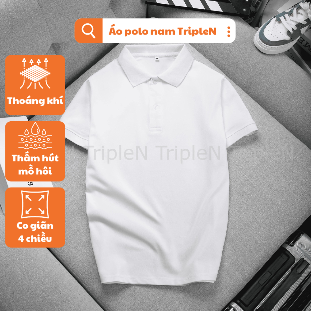 Áo polo nam trơn basic TripleN chất vải cá sấu thoáng mát, dễ phối đồ