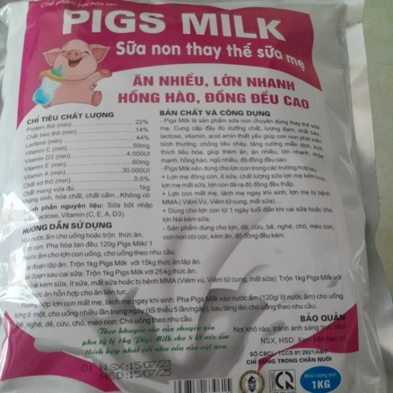 PIGS MILK 1kg  sữa lợn, bò...không tiêu chảy