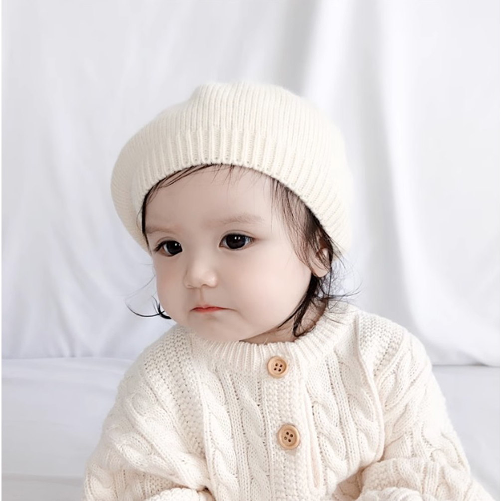 Mũ Nồi Dệt Kim Len Nơ Đáng Yêu Cho Bé Trai Bé Gái