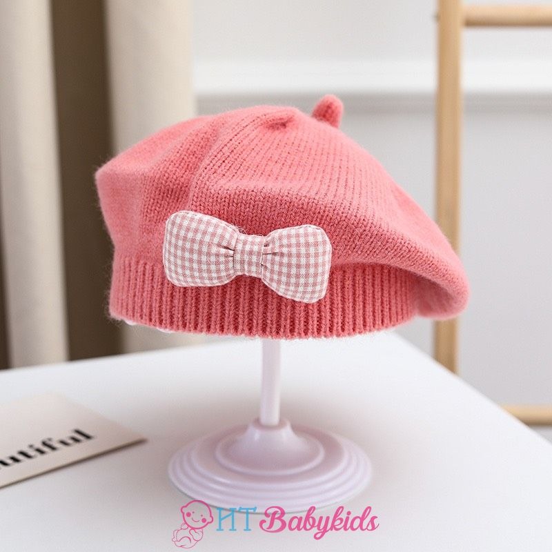 Mũ Nồi Dệt Kim Len Nơ Đáng Yêu Cho Bé Trai Bé Gái