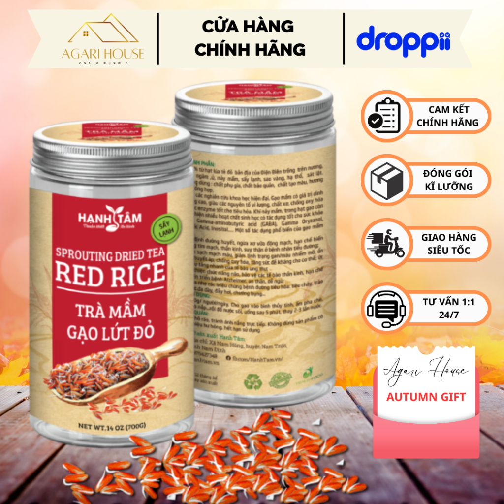 Trà mầm gạo lứt đỏ original HẠNH TÂM hộp 500gr