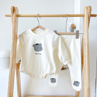 Set body suit + quần tất vải cotton pc mềm mịn cho bé trai và gái
