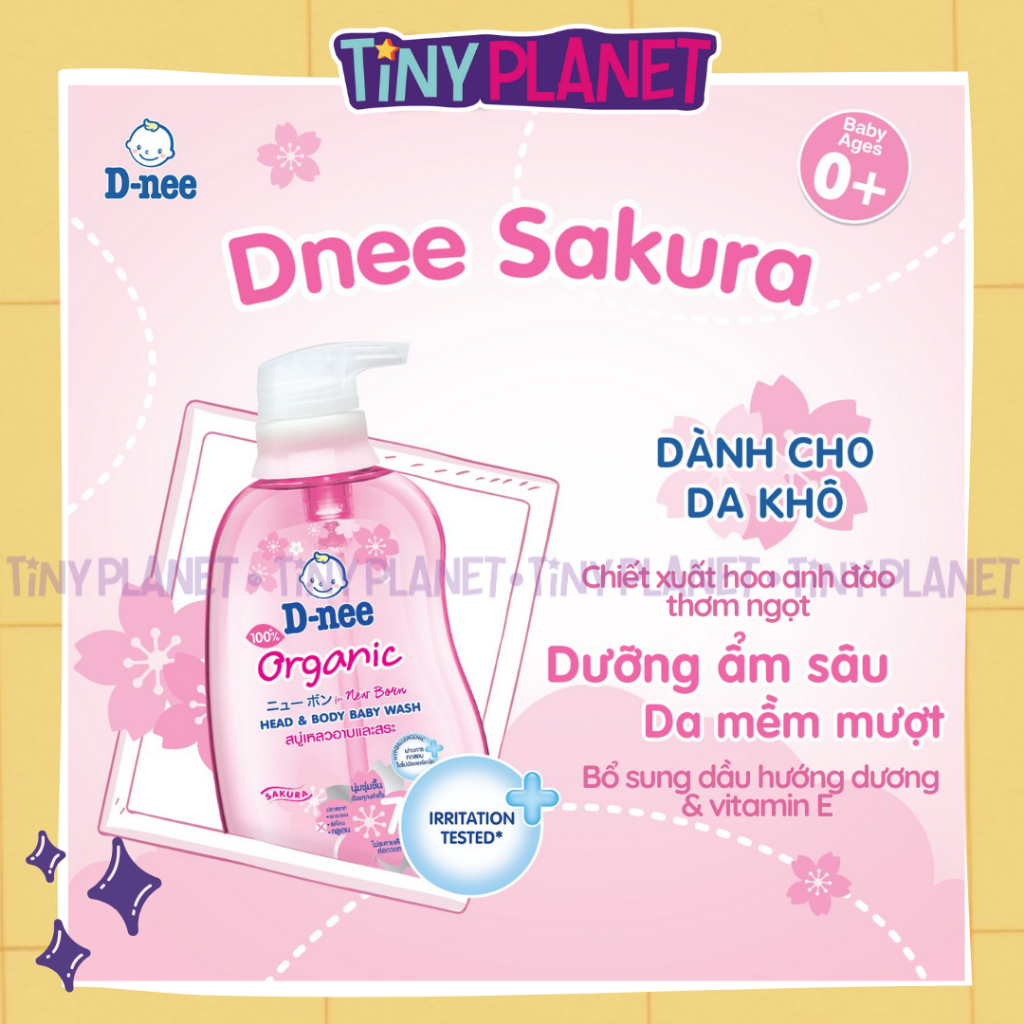 Sữa tắm gội toàn thân D-nee thơm mát cho bé sơ sinh 0-3 tuổi chai 200/380/800ml
