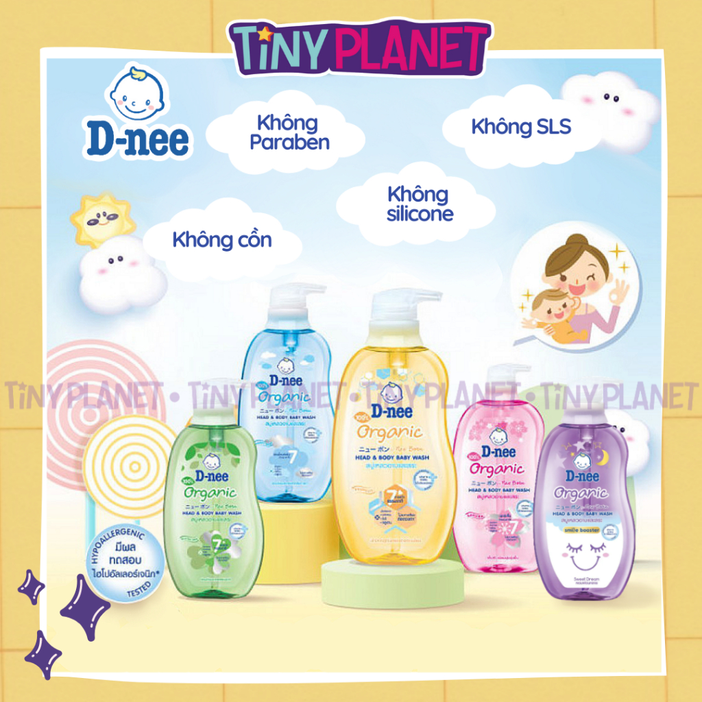 Sữa tắm gội toàn thân D-nee thơm mát cho bé sơ sinh 0-3 tuổi chai 200/380/800ml