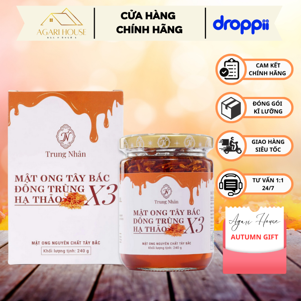 Mật ong Tây Bắc đông trùng hạ thảo X3 TRUNG NHÂN hũ 120gr/ 240gr