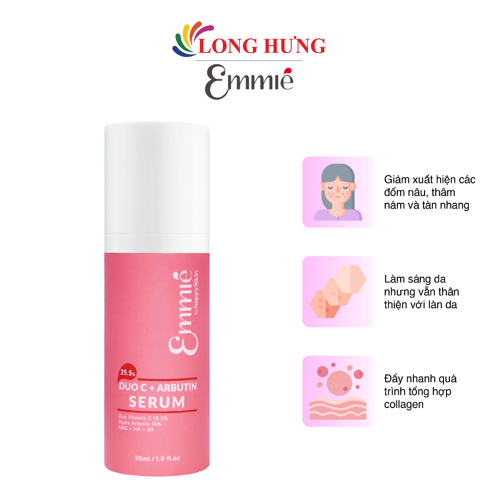 Tinh chất làm mờ đốm nâu, thâm nám Emmié Duo C + Arbutin 25.5% Serum (30ml)