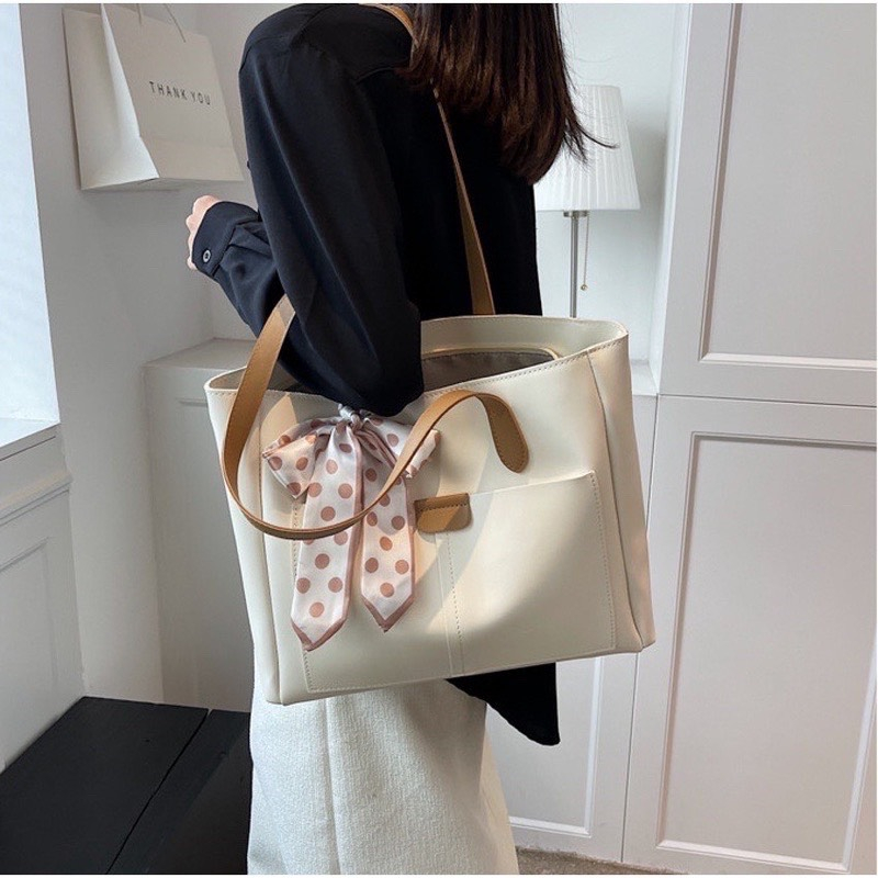 Túi xách nữ tote công sở da đựng sách vở quần áo laptop tặng kèm khăn