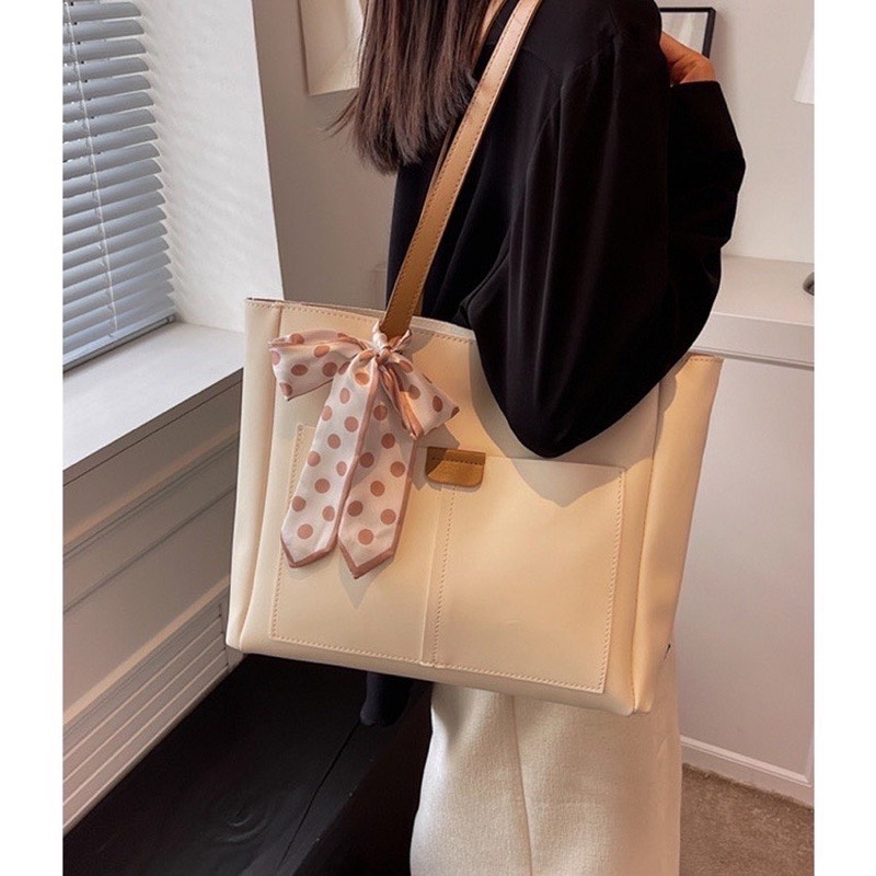 Túi xách nữ tote công sở da đựng sách vở quần áo laptop tặng kèm khăn