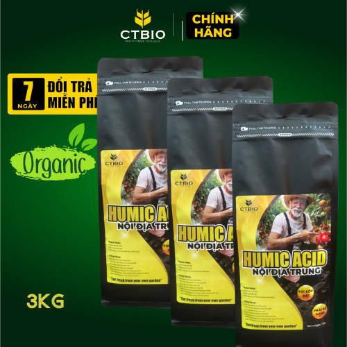 [ Túi 3 Kg ] Axit humic ở dạng Kalihumate tan 100% giúp kích rễ và cải tạo đất cho cây trồng.