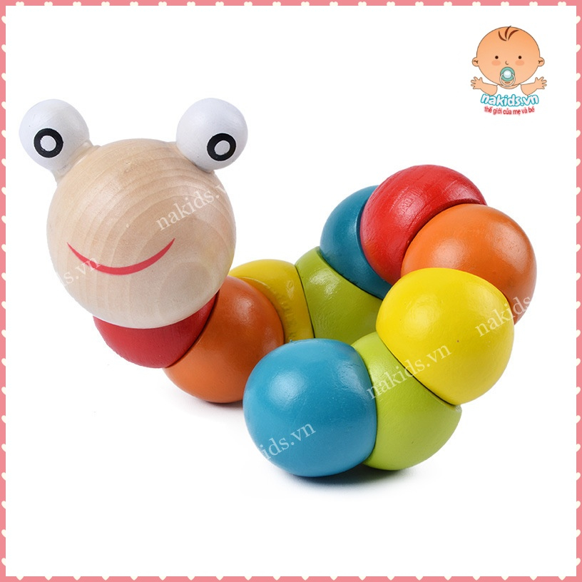 Đồ Chơi Con Sâu Gỗ Uốn Dẻo Nhiều Màu Sắc Đáng Yêu Cho Bé MS241-DC10