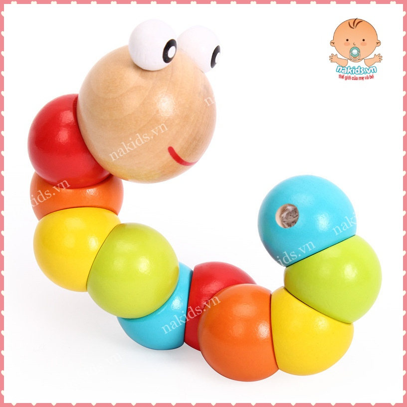 Đồ Chơi Con Sâu Gỗ Uốn Dẻo Nhiều Màu Sắc Đáng Yêu Cho Bé MS241-DC10