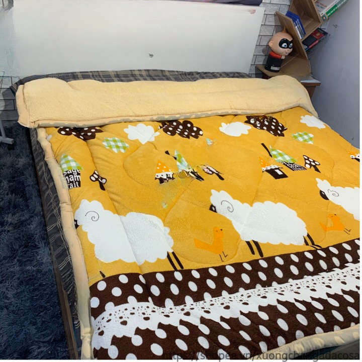 Chăn lông cừu 3 lớp hàng cao cấp loại 1, Chăn mùa đông 1m8x2m mặt trên lông tuyết nhung mềm mịn