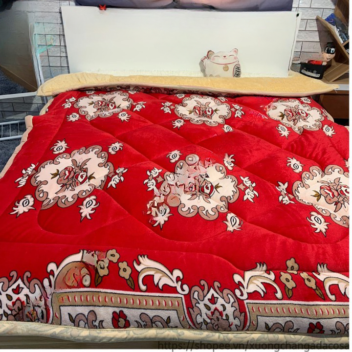 Chăn lông cừu 3 lớp hàng cao cấp loại 1, Chăn mùa đông 1m8x2m mặt trên lông tuyết nhung mềm mịn