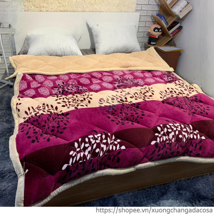 Chăn lông cừu 3 lớp hàng cao cấp loại 1, Chăn mùa đông 1m8x2m mặt trên lông tuyết nhung mềm mịn