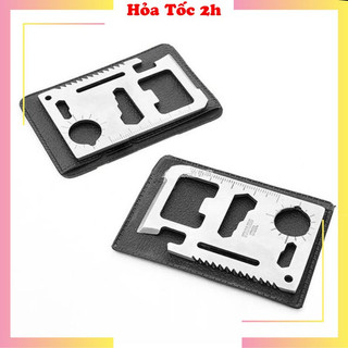 Miếng thép đa năng không gỉ minii 11 công dụng treo móc khóa, dụng cụ sinh tồn đi phượt
