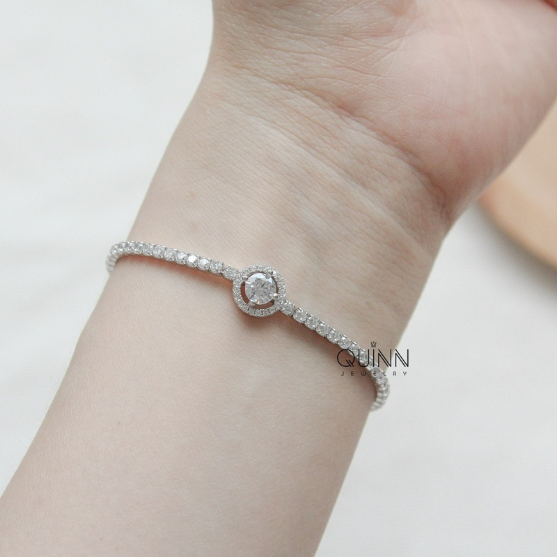 Lắc tay Ciara, Lắc tay bạc nữ đính đá sang chảnh Quinn Jewelry