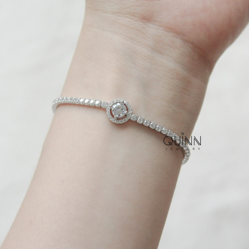 Lắc tay Ciara, Lắc tay bạc nữ đính đá sang chảnh Quinn Jewelry