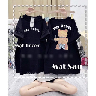 Áo thun nữ nam nữ tay lỡ form rộng chất cotton khô 3158 in gấu REBEL siêu cute phong cách Hàn Quốc M515