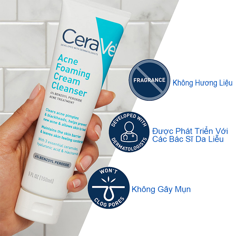 Sữa rửa mặt Cerave Acne Foaming Cream Cleanser 150ml
