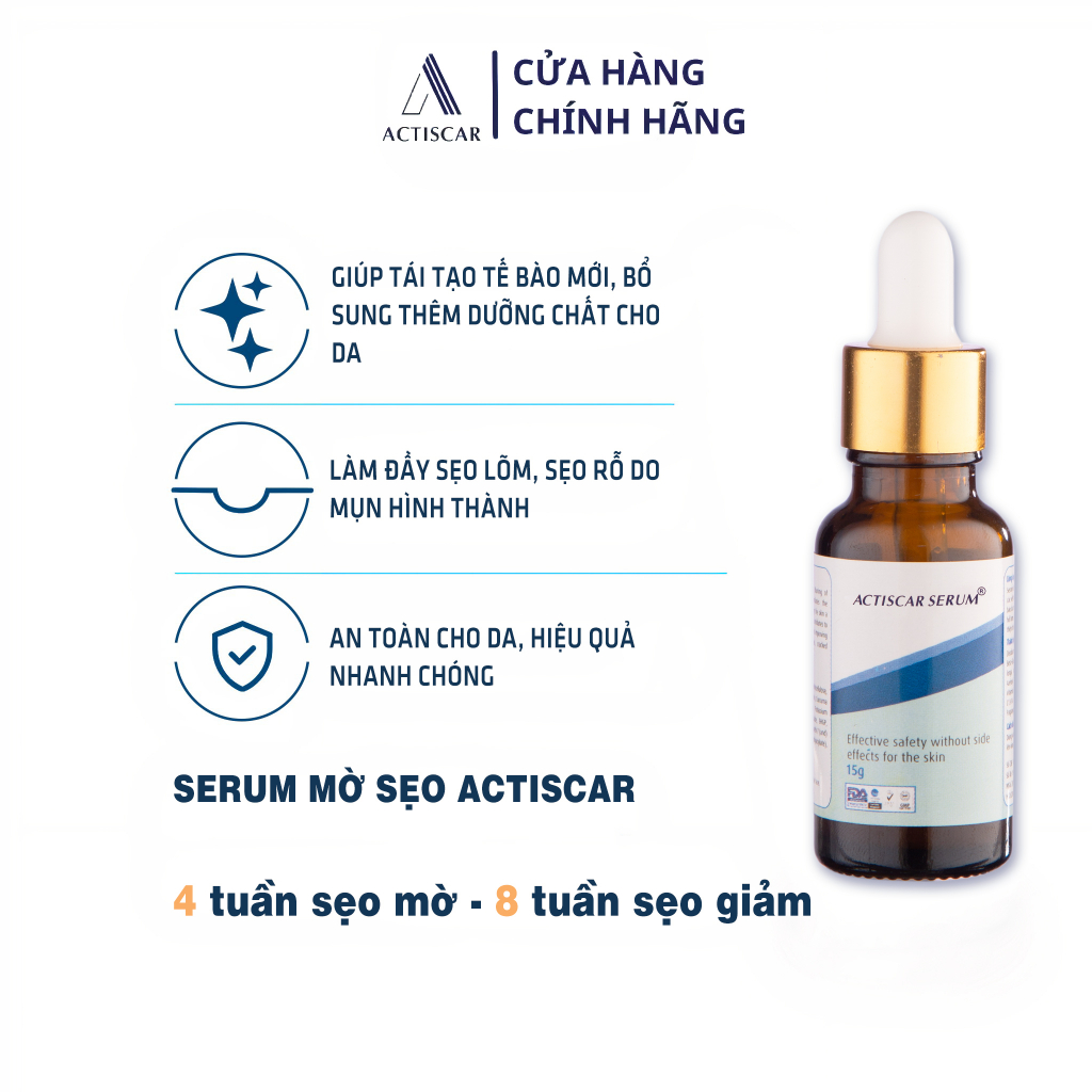 Serum Xoá Mờ Sẹo Actiscar Giảm Sẹo Lồi, Sẹo Rỗ Và Mờ Thâm 15g