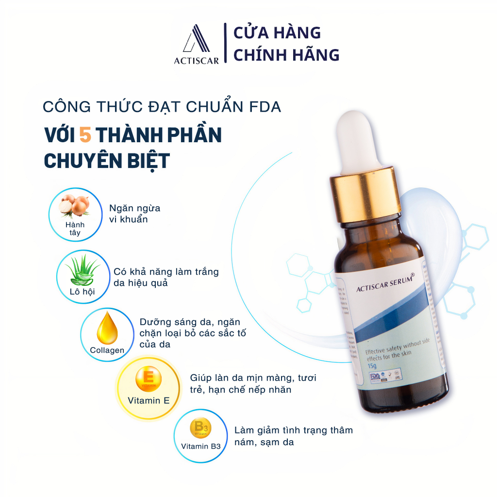 Serum Xoá Mờ Sẹo Actiscar Giảm Sẹo Lồi, Sẹo Rỗ Và Mờ Thâm 15g