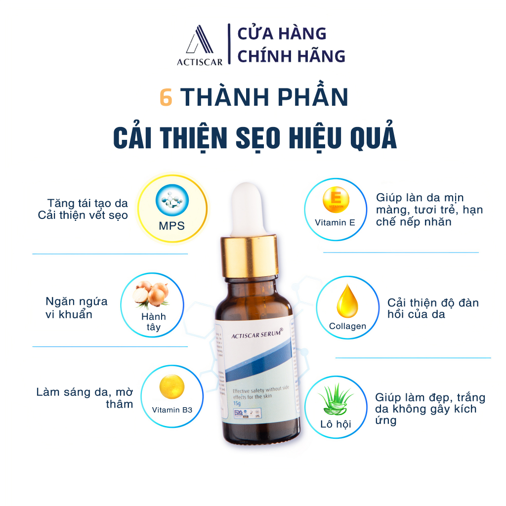Serum Xoá Mờ Sẹo Actiscar Giảm Sẹo Lồi, Sẹo Rỗ Và Mờ Thâm 15g
