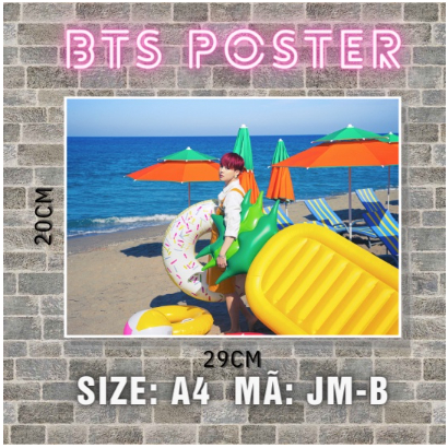 1 tấm poster A4 BTS Permission to dance chất liệu C300, Jimin, Jungkook, Jin, Jhope, V, RM unoff