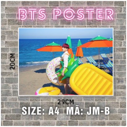 1 tấm poster A4 BTS Permission to dance chất liệu C300, Jimin, Jungkook, Jin, Jhope, V, RM unoff
