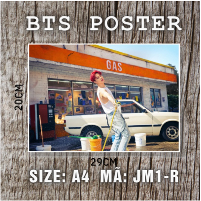 1 tấm poster A4 BTS Permission to dance chất liệu C300, Jimin, Jungkook, Jin, Jhope, V, RM unoff