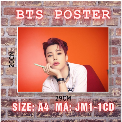 1 tấm poster A4 BTS Permission to dance chất liệu C300, Jimin, Jungkook, Jin, Jhope, V, RM unoff