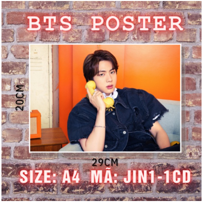 1 tấm poster A4 BTS Permission to dance chất liệu C300, Jimin, Jungkook, Jin, Jhope, V, RM unoff