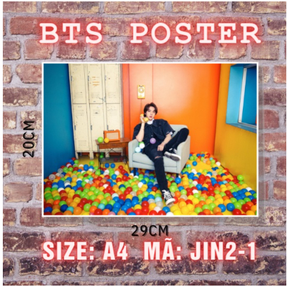 1 tấm poster A4 BTS Permission to dance chất liệu C300, Jimin, Jungkook, Jin, Jhope, V, RM unoff