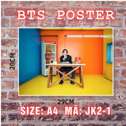 1 tấm poster A4 BTS Permission to dance chất liệu C300, Jimin, Jungkook, Jin, Jhope, V, RM unoff