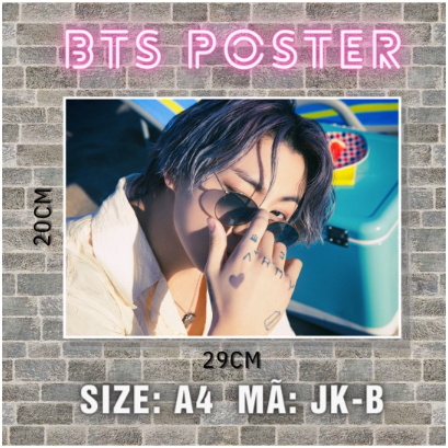 1 tấm poster A4 BTS Permission to dance chất liệu C300, Jimin, Jungkook, Jin, Jhope, V, RM unoff