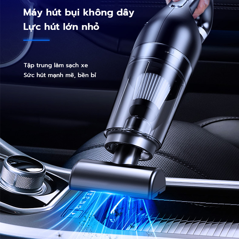 Máy hút bụi cầm tay không dây, Máy hút bụi ô tô công suất lớn 120W lực hút 10000Pa