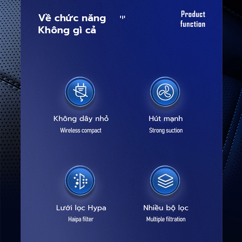 Máy hút bụi cầm tay không dây, Máy hút bụi ô tô công suất lớn 120W lực hút 10000Pa