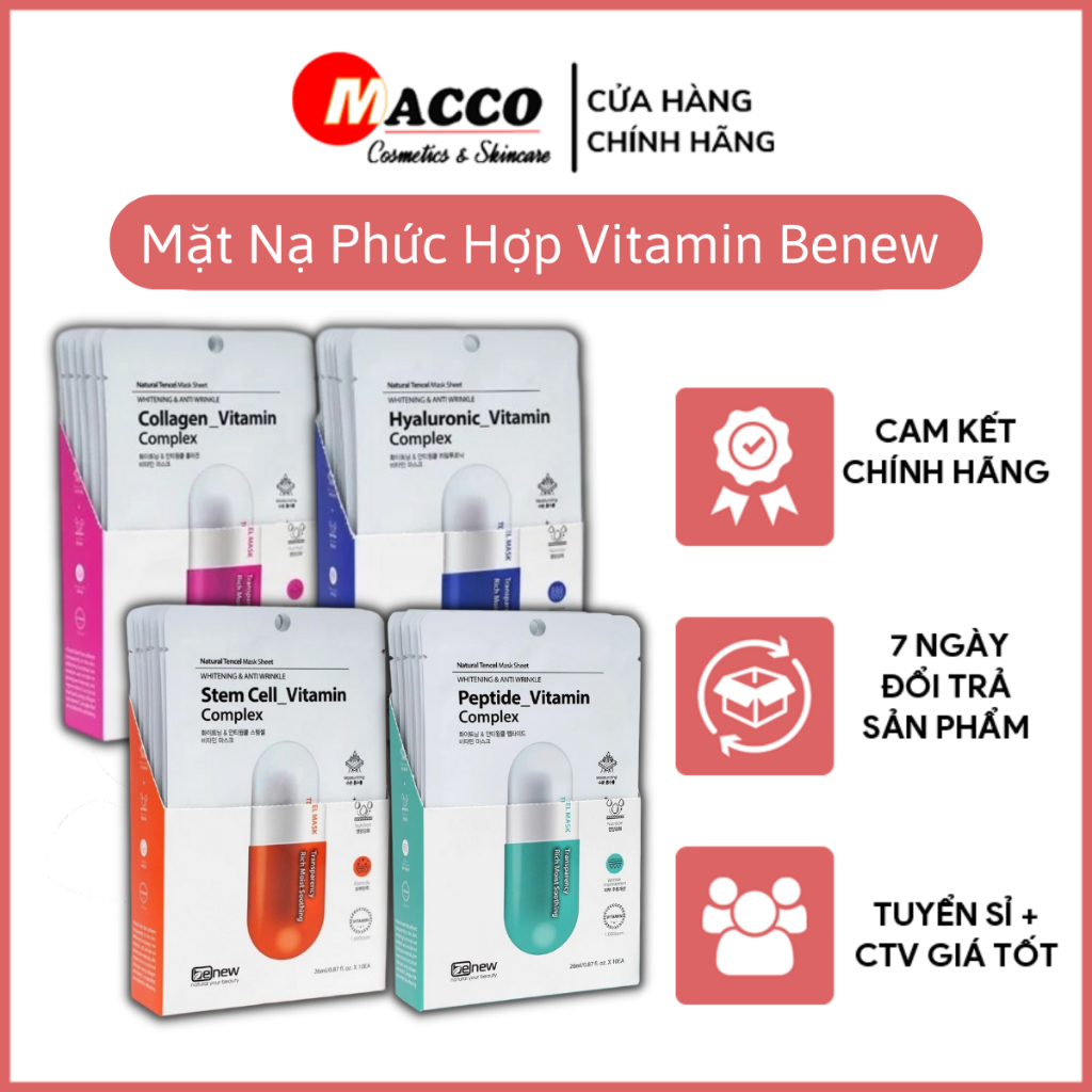 Mặt Nạ Cao Cấp Vitamin Complex Benew Chăm Da Chuẩn Hàn, Bổ Sung Dưỡng Chất Nuôi Dương Da Sáng Khỏe, Căng Mịn, Tươi Trẻ