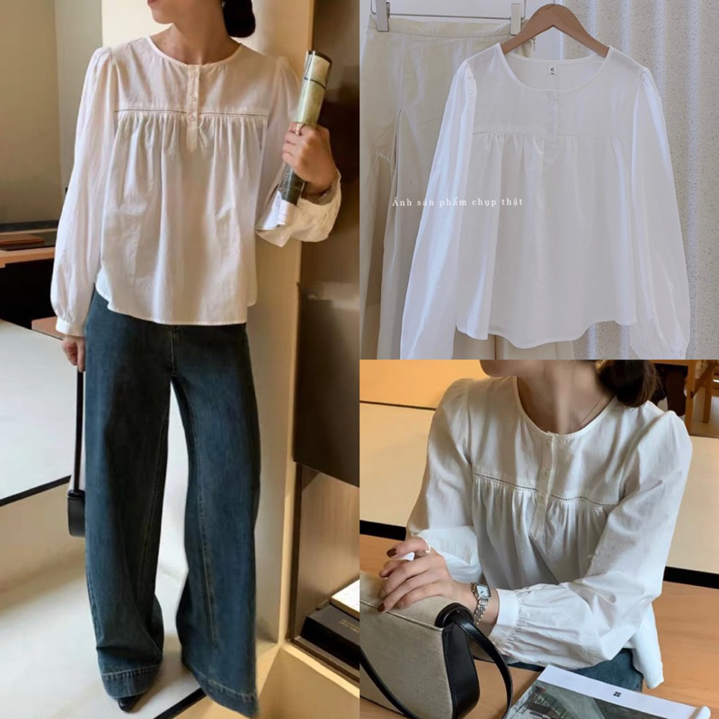 BASIC Áo thô blouse WM (chuẩn hãng, kèm ảnh thật)