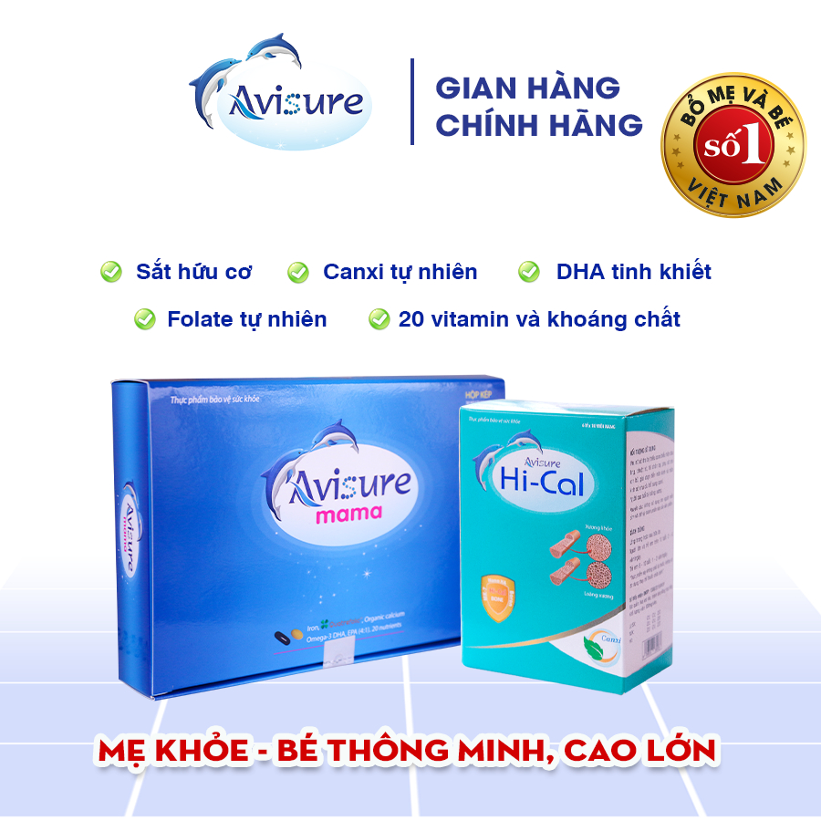 Combo sắt canxi DHA vitamin Avisure phiên bản đặc biệt (1 combo kèm quà tặng canxi Hical 20 viên)