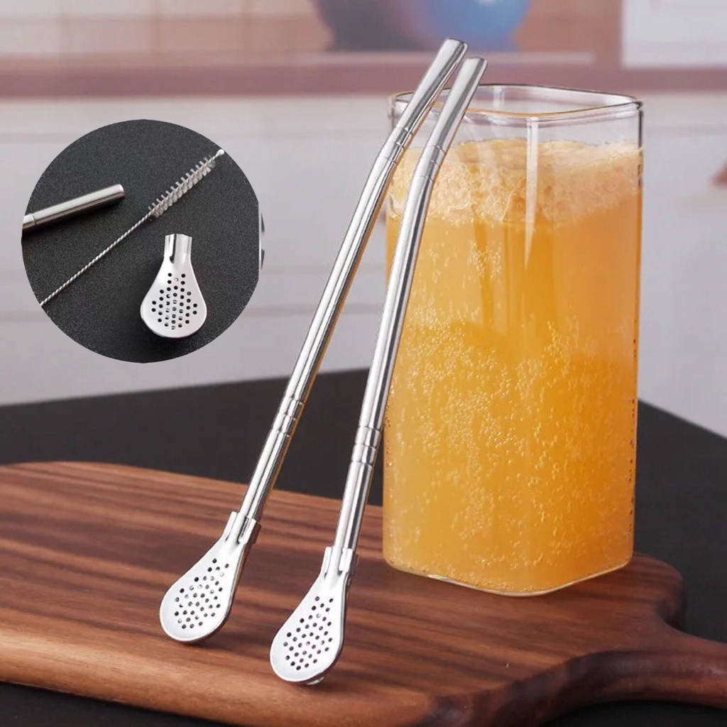 Ống Hút Kiêm Thìa Lọc Đa Năng , Chất Liệu Inox 304 Không Gỉ Siêu Tiện Lợi 88411 Shop Kho Tổng Vp88
