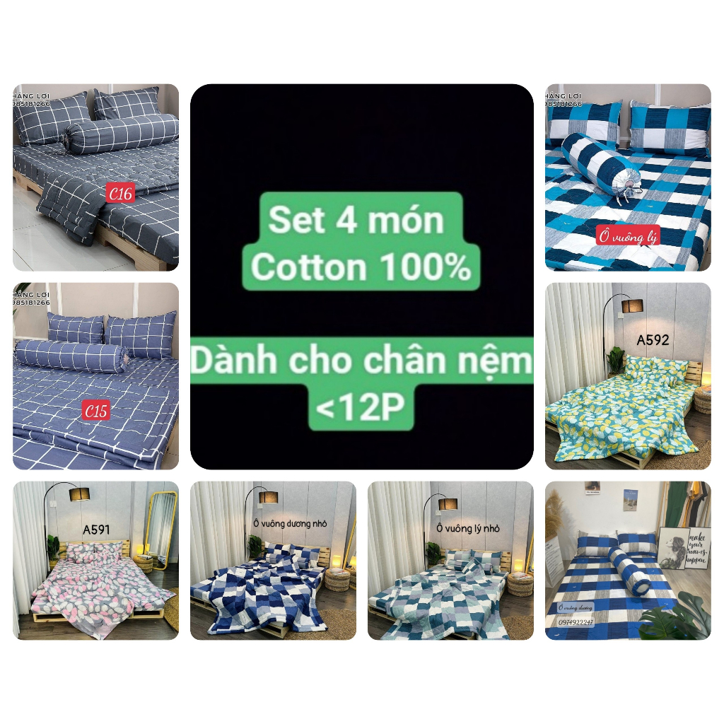 Drap Cotton ga giường cotton100% chính hãng, ga trải giường, Mềm Mịn Mát, Không xù Lông, Phai Màu