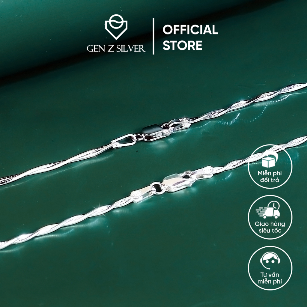 Dây chuyền bạc 925 xi bạch kim Gen Z Silver dây xoắn đôi unisex - sợi máy chắc bền DCZ15520001