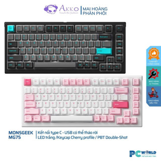 Bàn phím cơ giá rẻ AKKO MonsGeek MG75 Kết nối Dây USB Type-C to Type-A (dây có thể tháo rời) / Led trắng / Switch V3