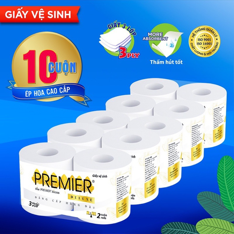 🆕Giấy Vệ Sinh Premier Deluxe 10 cuộn/bịch - Mua 1 tặng 1