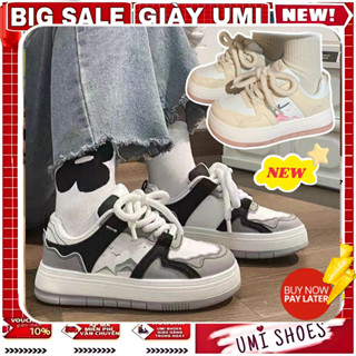 Giày thể thao nữ đế bằng cao 4cm mã SD01 mềm êm giá rẻ học sinh đi học đi chơi đơn giản màu đen trắng/xanh