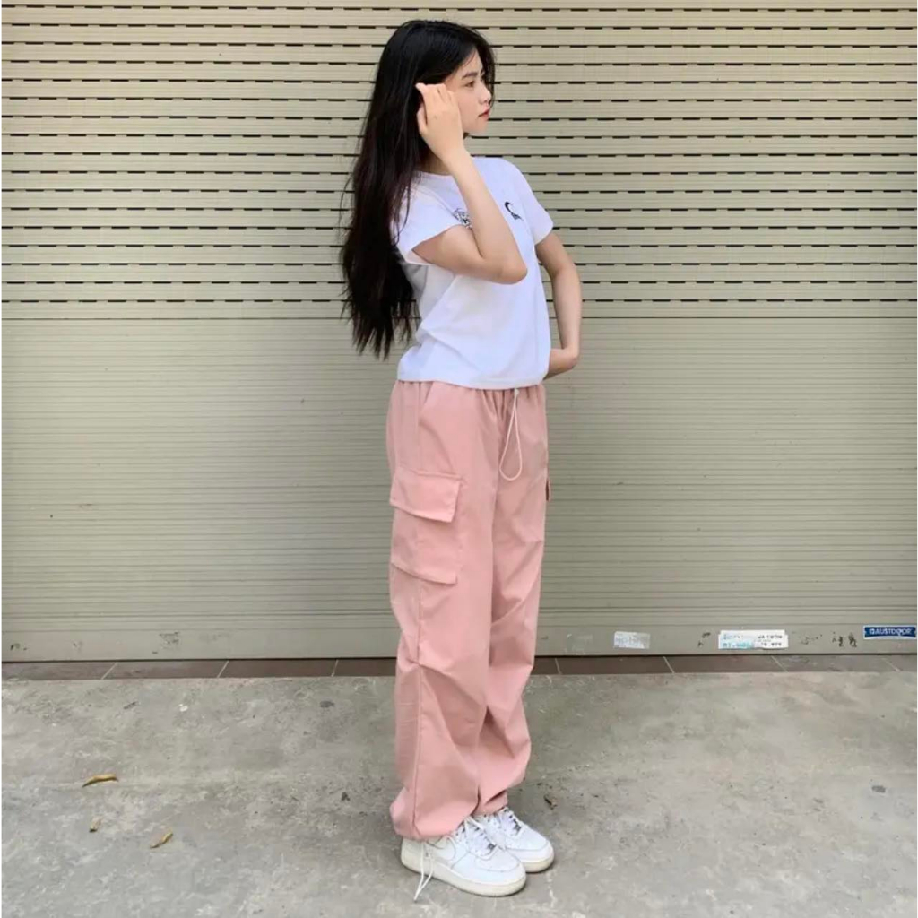 QÙA TẶNG KÈM LÀ CHUN BUỘC TÓC)QUẦN ỐNG RỘNG KAKI túi hộp có dây rút hot trend_M014