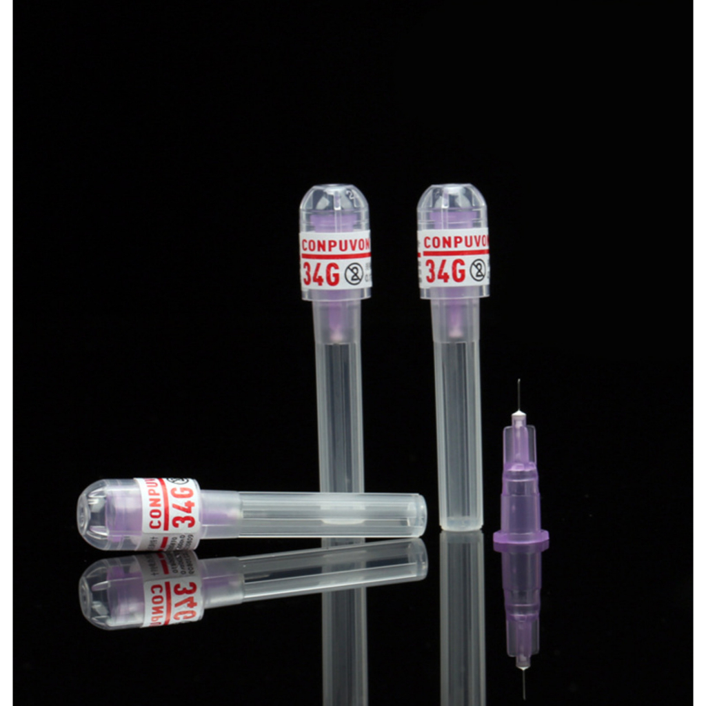 Đầu kim tiêm meso CONPUVON Medica 34G x 4mm , 1.5mm , 2.5mm Needle cao cấp nanoneedle tiêm cá hồi dưỡng chất prp