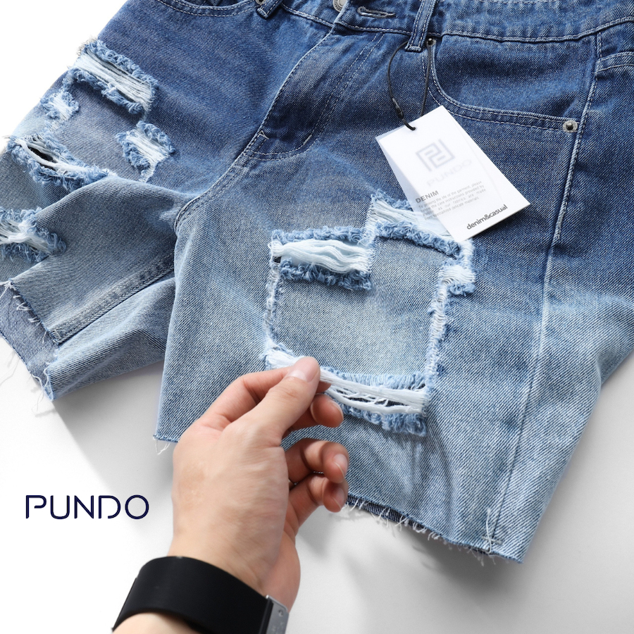 Quần short jean nam rách cao cấp dễ phối PUNDO DENIM QSPD45