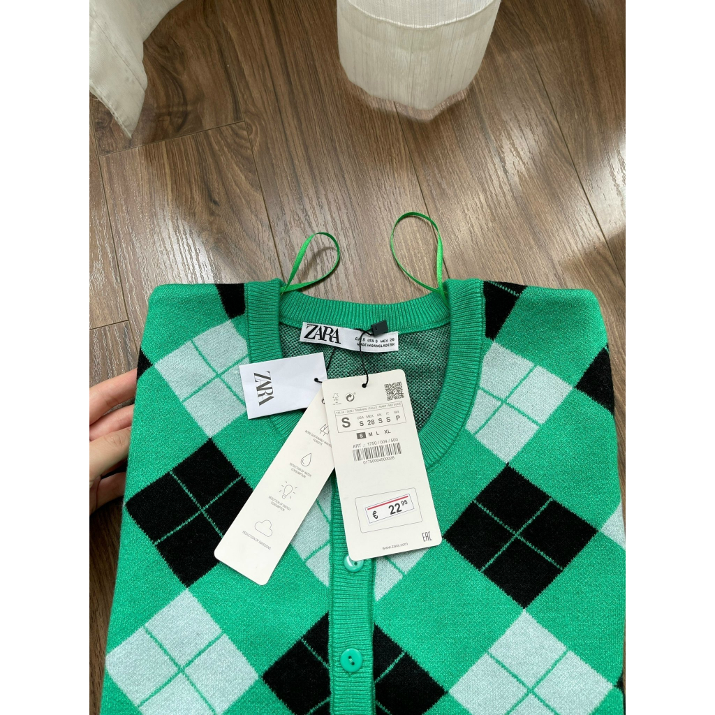 Áo len cadigan xanh